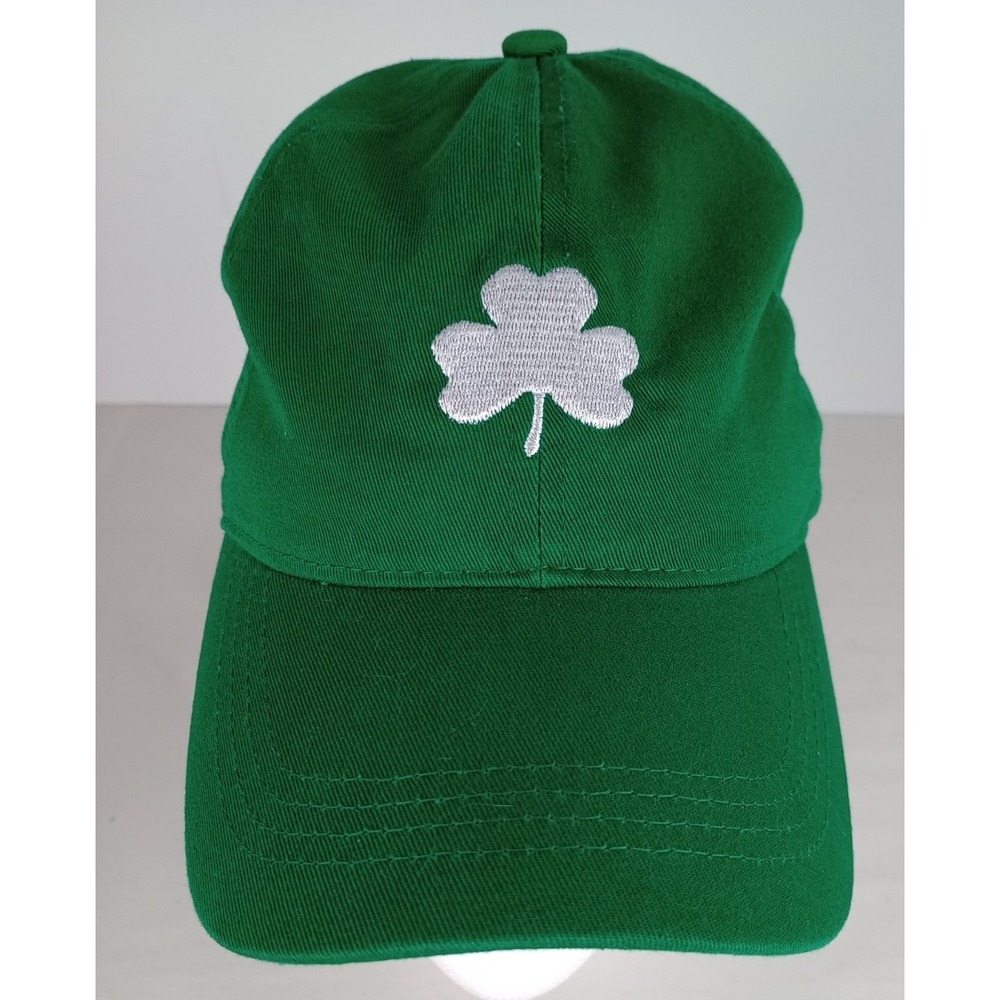 David & Young Green White Shamrock 3 Leaf Clover Adjustable Baseball Cap